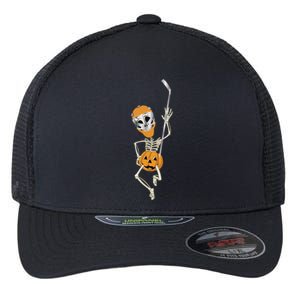 Halloween Hockey Player Skeleton Ice Hockey Lovers Costume Meaningful Gift Flexfit Unipanel Trucker Cap