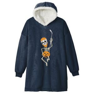 Halloween Hockey Player Skeleton Ice Hockey Lovers Costume Meaningful Gift Hooded Wearable Blanket