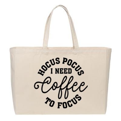 Halloween Hocus Pocus I Need Coffee To Focus Cotton Canvas Jumbo Tote