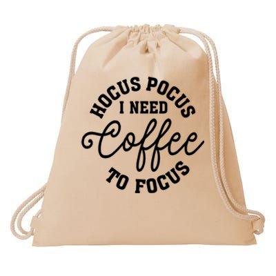 Halloween Hocus Pocus I Need Coffee To Focus Drawstring Bag