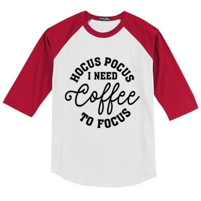 Halloween Hocus Pocus I Need Coffee To Focus Kids Colorblock Raglan Jersey