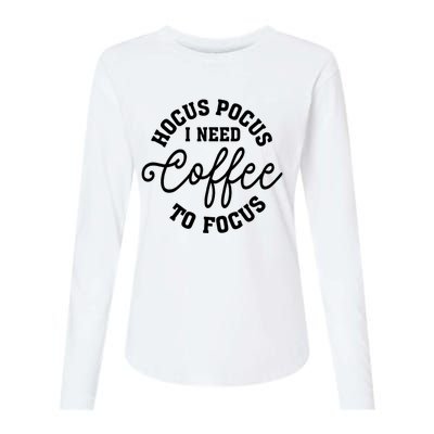 Halloween Hocus Pocus I Need Coffee To Focus Womens Cotton Relaxed Long Sleeve T-Shirt