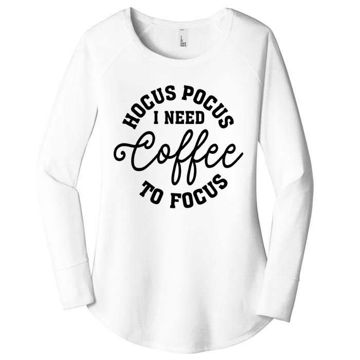 Halloween Hocus Pocus I Need Coffee To Focus Women's Perfect Tri Tunic Long Sleeve Shirt