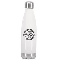 Halloween Hocus Pocus I Need Coffee To Focus Stainless Steel Insulated Water Bottle