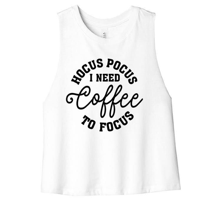 Halloween Hocus Pocus I Need Coffee To Focus Women's Racerback Cropped Tank