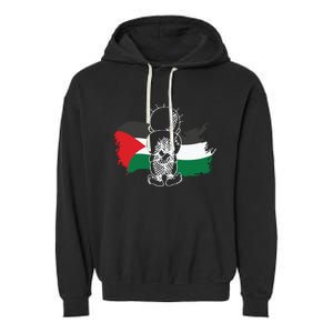 Hanzala Hanzala Palestine Care About Human Rights Freedom Palestine Garment-Dyed Fleece Hoodie