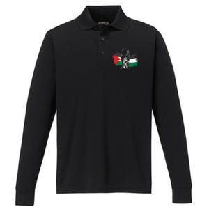 Hanzala Hanzala Palestine Care About Human Rights Freedom Palestine Performance Long Sleeve Polo