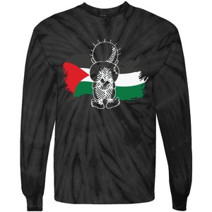 Hanzala Hanzala Palestine Care About Human Rights Freedom Palestine Tie-Dye Long Sleeve Shirt