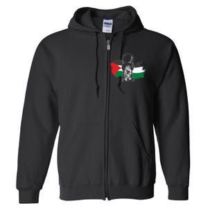 Hanzala Hanzala Palestine Care About Human Rights Freedom Palestine Full Zip Hoodie