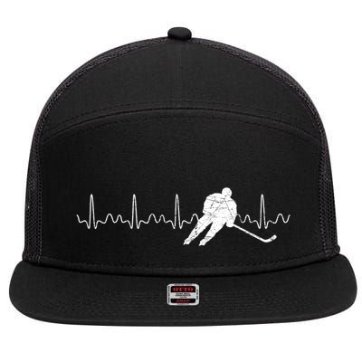 Heartbeat Hockey Player Goalie Sports Athlete Ice Hockey Cool Gift 7 Panel Mesh Trucker Snapback Hat