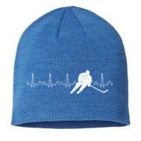 Heartbeat Hockey Player Goalie Sports Athlete Ice Hockey Cool Gift Sustainable Beanie