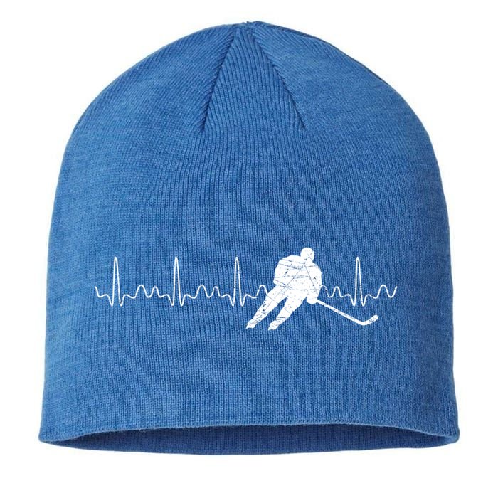 Heartbeat Hockey Player Goalie Sports Athlete Ice Hockey Cool Gift Sustainable Beanie