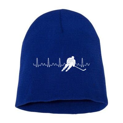 Heartbeat Hockey Player Goalie Sports Athlete Ice Hockey Cool Gift Short Acrylic Beanie