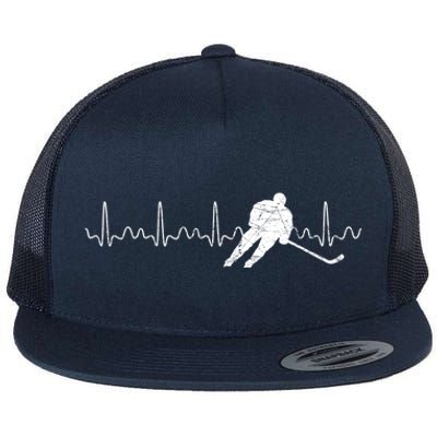 Heartbeat Hockey Player Goalie Sports Athlete Ice Hockey Cool Gift Flat Bill Trucker Hat