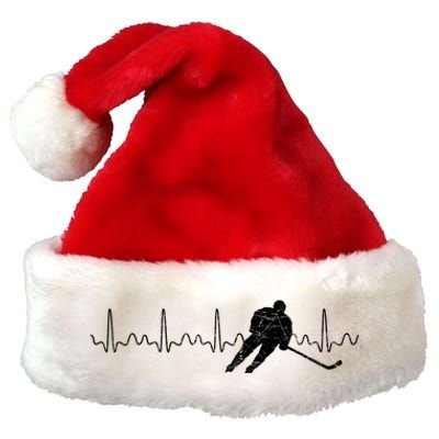 Heartbeat Hockey Player Goalie Sports Athlete Ice Hockey Cool Gift Premium Christmas Santa Hat