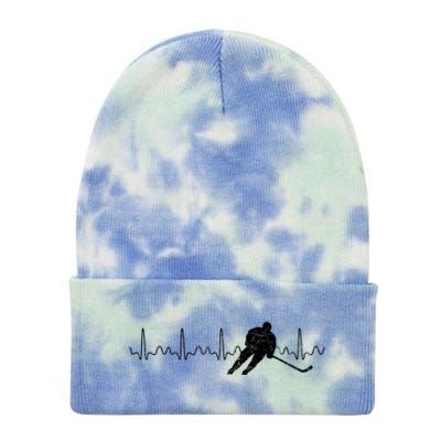 Heartbeat Hockey Player Goalie Sports Athlete Ice Hockey Cool Gift Tie Dye 12in Knit Beanie