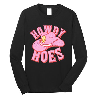 Howdy Hoes Pink Retro Funny Cowboy Cowgirl Western Long Sleeve Shirt