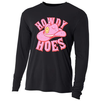 Howdy Hoes Pink Retro Funny Cowboy Cowgirl Western Cooling Performance Long Sleeve Crew