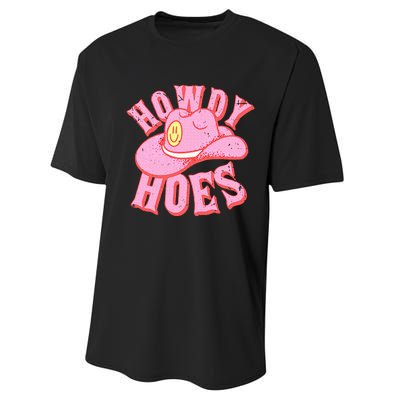 Howdy Hoes Pink Retro Funny Cowboy Cowgirl Western Performance Sprint T-Shirt