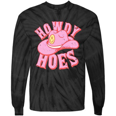 Howdy Hoes Pink Retro Funny Cowboy Cowgirl Western Tie-Dye Long Sleeve Shirt