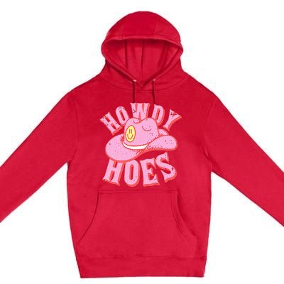 Howdy Hoes Pink Retro Funny Cowboy Cowgirl Western Premium Pullover Hoodie