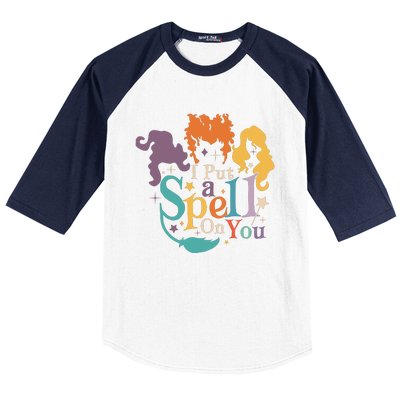 Halloween Hocus Pocus I Put A Spell On You Sanderson Sisters Baseball Sleeve Shirt