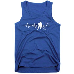 Heartbeat Hockey Player Stick Puck Ice Hockey Gift Tank Top