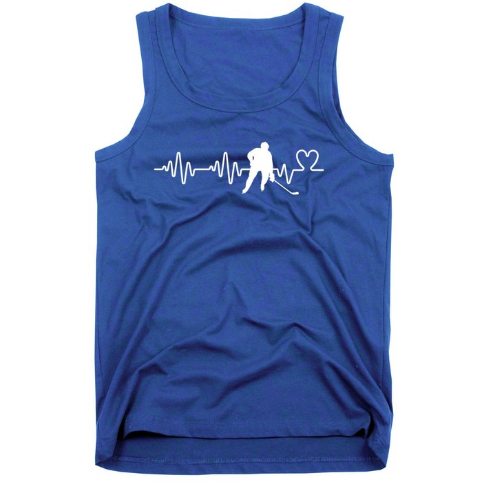 Heartbeat Hockey Player Stick Puck Ice Hockey Gift Tank Top