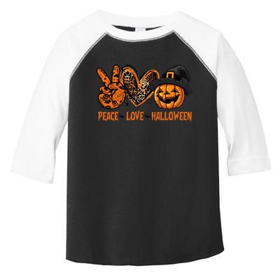 Happy Halloween Peace Love Halloween Pumpkin Leopard Heart Toddler Fine Jersey T-Shirt