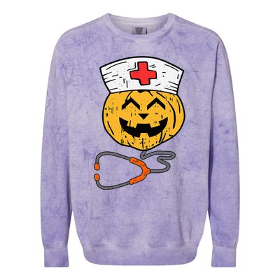 Happy Halloween Pumpkin Nurse Nursing Funny Halloween nurse Colorblast Crewneck Sweatshirt