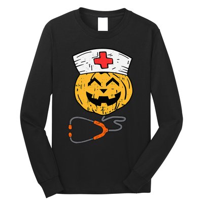 Happy Halloween Pumpkin Nurse Nursing Funny Halloween nurse Long Sleeve Shirt