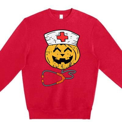 Happy Halloween Pumpkin Nurse Nursing Funny Halloween nurse Premium Crewneck Sweatshirt