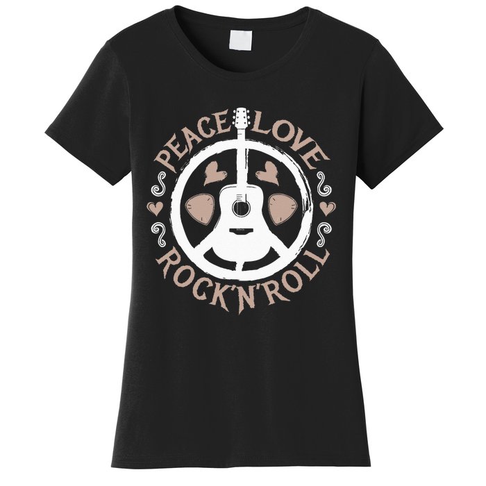 Hippie Hippies Peace Vintage Retro Guitar Player Hippy Gift Women's T-Shirt