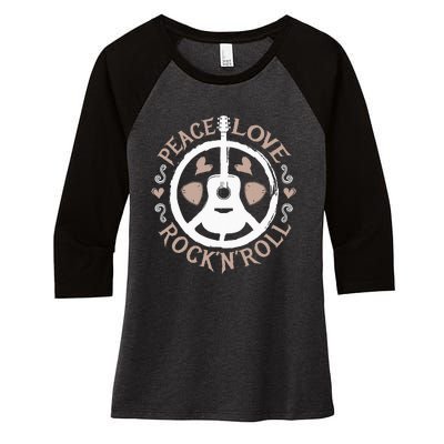 Hippie Hippies Peace Vintage Retro Guitar Player Hippy Gift Women's Tri-Blend 3/4-Sleeve Raglan Shirt