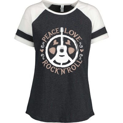 Hippie Hippies Peace Vintage Retro Guitar Player Hippy Gift Enza Ladies Jersey Colorblock Tee