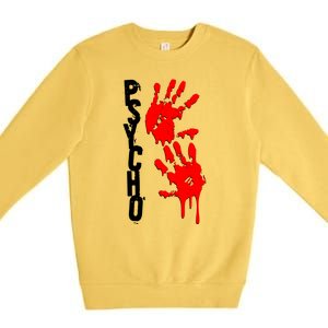 Halloween Horror Psycho Hand Prints Premium Crewneck Sweatshirt