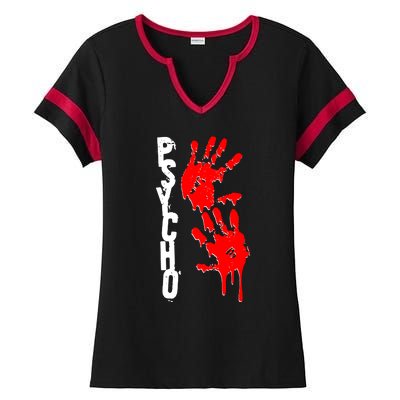 Halloween Horror Psycho Hand Prints Ladies Halftime Notch Neck Tee