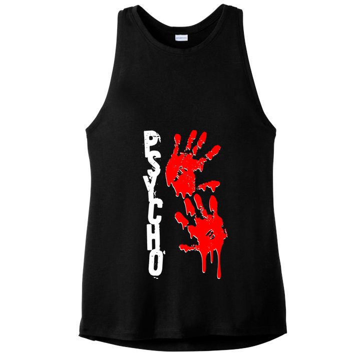 Halloween Horror Psycho Hand Prints Ladies PosiCharge Tri-Blend Wicking Tank