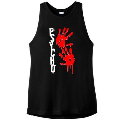 Halloween Horror Psycho Hand Prints Ladies PosiCharge Tri-Blend Wicking Tank