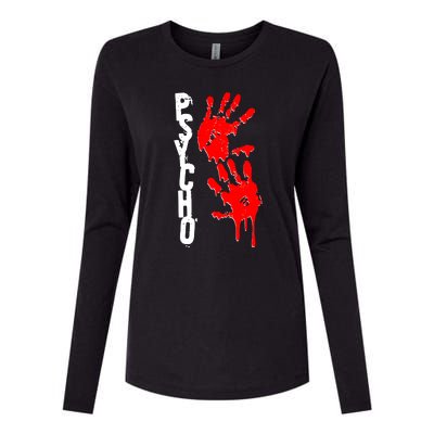 Halloween Horror Psycho Hand Prints Womens Cotton Relaxed Long Sleeve T-Shirt