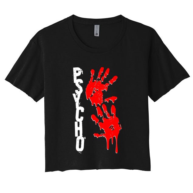 Halloween Horror Psycho Hand Prints Crop Top