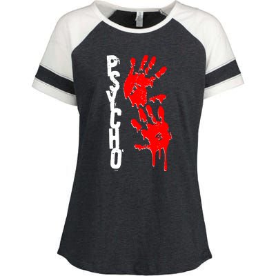 Halloween Horror Psycho Hand Prints Enza Ladies Jersey Colorblock Tee