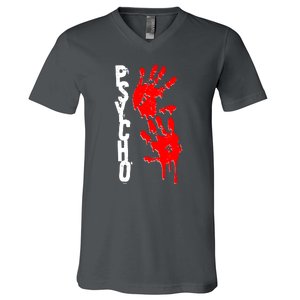 Halloween Horror Psycho Hand Prints V-Neck T-Shirt