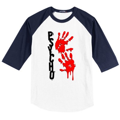 Halloween Horror Psycho Hand Prints Baseball Sleeve Shirt