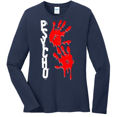 Halloween Horror Psycho Hand Prints Ladies Long Sleeve Shirt