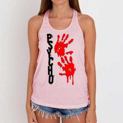 Halloween Horror Psycho Hand Prints Women's Knotted Racerback Tank