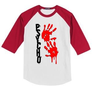 Halloween Horror Psycho Hand Prints Kids Colorblock Raglan Jersey