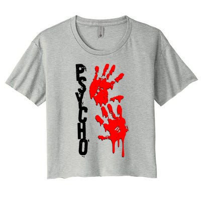 Halloween Horror Psycho Hand Prints Women's Crop Top Tee