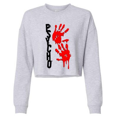 Halloween Horror Psycho Hand Prints Cropped Pullover Crew