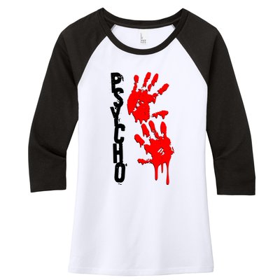 Halloween Horror Psycho Hand Prints Women's Tri-Blend 3/4-Sleeve Raglan Shirt